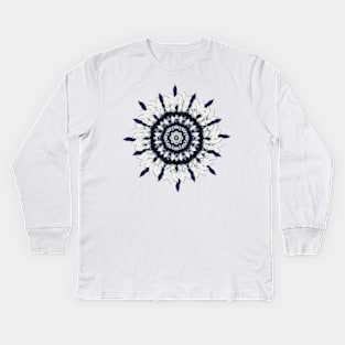 Blue Sash Flower Mandala Kids Long Sleeve T-Shirt